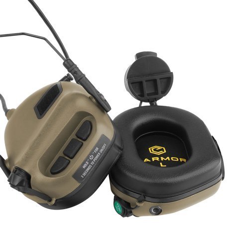 Earmor - Gehörschutz Kapselgehörschutz M31H für FAST-Helme - Coyote Tan - M31H for ARC Helmet Rails-CT