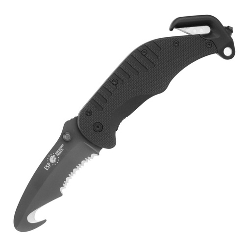 ESP - Rettungsmesser mit Hakenklinge - Schwarz - RK-02