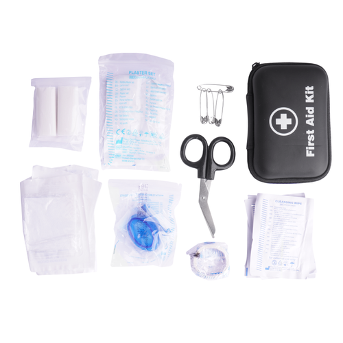 Fosco Industries - First Aid Kit with Equipment - 28 items - Black - 469480