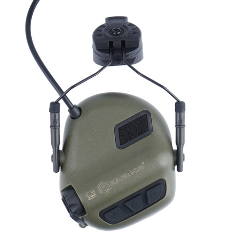 Earmor - M32H PLUS Communication Headset for Helmets - ARC Mount - Foliage Green - M32H-FG/ARC (PLUS)
